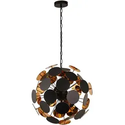 Xxxl Hängeleuchte Discus - Höhenverstellbare Hängelampe in Schwarz und Gold, 135 cm lang, ideal für stilvolle Innenbeleuchtung über dem Esstisch.