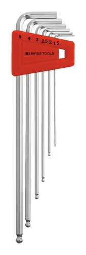 PB Swiss Tools Winkelschraubendreher-Satz 6-teilig mit Kugelkopf - Winkelschraubendreher-Set mit 6 verschiedenen Größen (1,5-5 mm), ideal für präzises Arbeiten in engen Räumen dank Kugelkopf-Design.