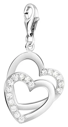 Nenalina Herz Karabiner Charm Anhänger aus 925 Sterling Silber - Clasp Charms für Damen, hochwertiger Herz Charm mit Karabinerhaken, perfekt für individuelle Bettelarmbänder und als Geschenk für besondere Anlässe.