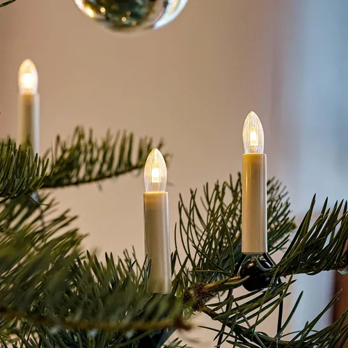 Lichterkette Weihnachtsbaum LED Filament, innen 30 teilig, Germany, Riffelkerzen, Schaft elfenbein 814125