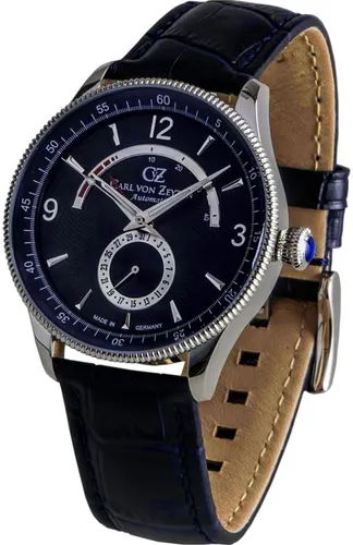 Herrenuhr Original NEU Carl von Zeyten -Neuschwanstein- CVZ0032BL - Armbanduhren für Herren mit elegantem Edelstahlgehäuse, präzisem Automatik-Uhrwerk und stilvollem blauen Lederband für einen zeitlosen Look.
