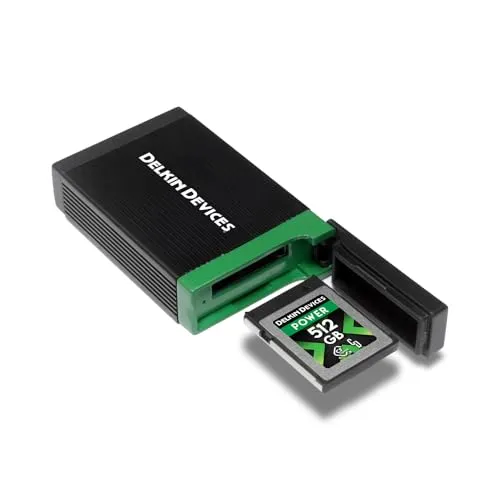 Delkin Devices USB4 CFexpress Typ B Kartenleser – 40 Gbit/s kompatibel mit Thunderbolt™, Aluminium Build, Plug & Play, integrierter Kartenspeicher, Windows & Mac kompatibel (DDREADER-60)