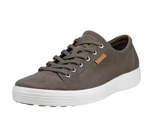 ECCO Soft 7M Herren Sneaker, Gr. 48 - Sportlicher Freizeitschuh aus hochwertigem Nubukleder in dunkelgrau, mit herausnehmbarer Ledersohle für optimalen Tragekomfort.