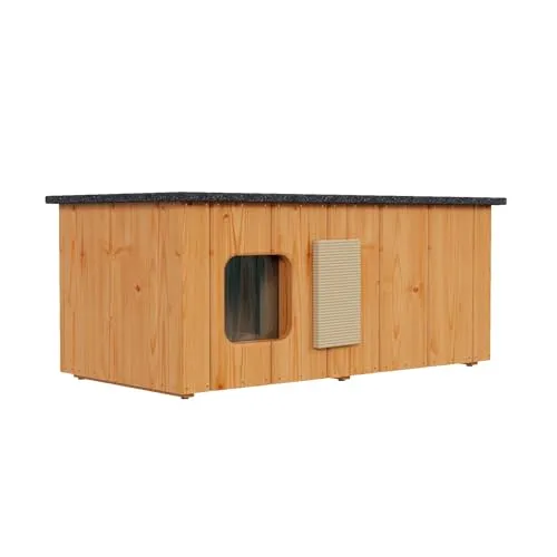 QLS Isoliertes Katzenhaus aus Holz 86x47x37cm