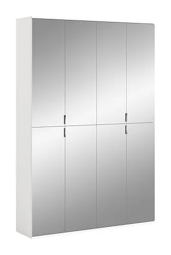 Projekt X Garderobenschrank mit Spiegelfront, 4-türig, Weiß - Drohnen - Moderner 4-türiger Garderobenschrank mit Spiegelfront und 7 höhenverstellbaren Einlegeböden für optimalen Stauraum und stilvolle Einrichtung.