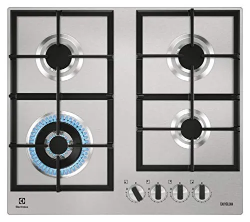 Electrolux KGU64361Z Edelstahl Gasherd 60cm mit 4 Brennern - Silber - Kochfeld für integrierte Nutzung, bietet präzise StepPower-Steuerung und SpeedBurner für schnelles Kochen. Ideal für kreative Küchenchefs, die Energie sparen wollen.
