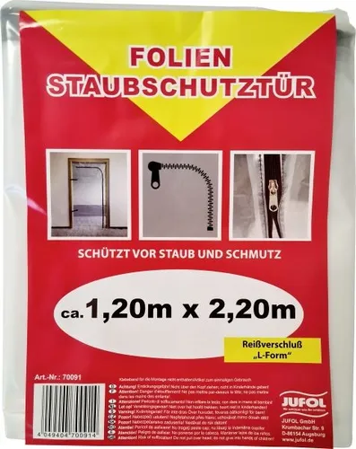 JUFOL Staubschutztür Folie Reißverschluss L-Form transparent  Staubschutztür