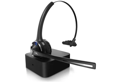 CSL Wireless-Headset mit Noise Canceling - Kabelloses Bluetooth-Headset mit Mikrofon und Ladestation, ideal für ungestörte Gespräche dank Noise Canceling und Multipoint-Verbindung.