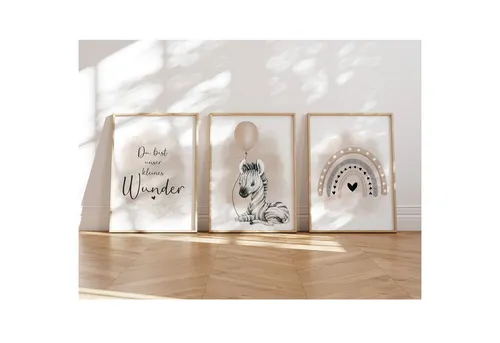 MeinBaby123® Poster Bilder Kinderzimmer, Poster Kinderzimmer Deko, Babyzimmer Deko, Spruch Wandbilder, Boho, Tiere