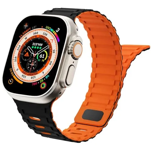Magnet Sportarmband für Apple Watch Ultra Armband 49mm 44mm 45mm 42mm 46mm iWatch Armbänder 40mm 41mm 38mm Herren/Damen,Weiches Silikon Band für Apfelband Series 11 10 9 8 7 6 5 4 3 2 SE Ultra 3 2 1
