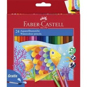 Faber-Castell Aquarellstifte Kinder-Aquarell, farbig sortiert, mit Pinsel, 24 Stück