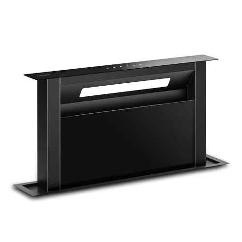 Klarstein Velaire 60cm Dunstabzugshaube - A++ Downdraft mit 853 m³/h - Dunstabzugshaube mit kraftvollem 853 m³/h Luftstrom, energiesparend A++, stilvoller Touch-Bedienung und spülmaschinenfestem Filter für mühelose Reinigung.