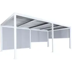 Alu Pergola MCW-L41 mit 3x Seitenwand - Pavillon mit stabilem 8cm-Metall-Gestell, ideal für Garten und Terrasse, bietet Schatten und Schutz bei jedem Wetter.