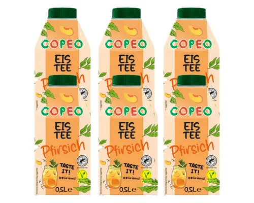 Copeo Tee, COPEO Eistee Pfirsich koffeinhaltiges Teegetränk 500ml 6er Pack
