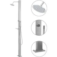 vidaXL Gartendusche Gerade, Edelstahl mit Handbrause - Poolzubehör mit wählbarer Regendusche oder Handbrause. Hochwertige Edelstahl-Dusche bietet Flexibilität und ist ideal für Garten und Pool.