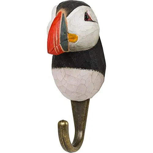 Wildlife Garden Hand-carved Hook Atlantic Puffin von Wildlife Garden