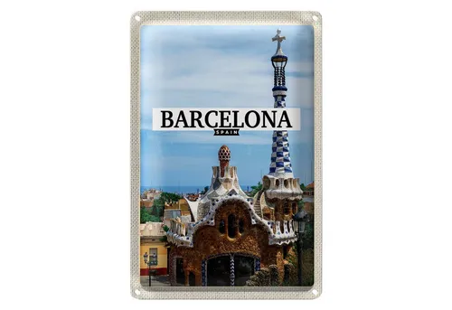 Roomando Metallschild Blechschild Reise 20x30cm Barcelona Spain urlaubsort Meer