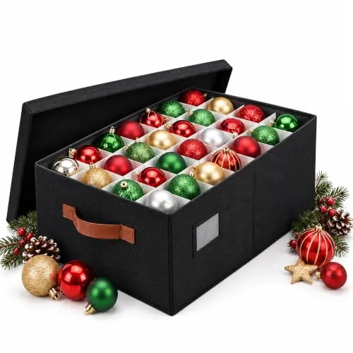 Relaxdays Aufbewahrungsbox für Weihnachtskugeln, schwarz