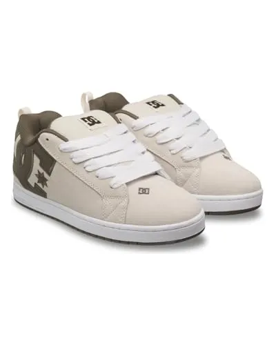 DC Shoes Court Graffik - Herren Lederschuhe - Größe 46.5 - Grün - Herren-Skateboardschuhe mit Lederoberfläche, atmungsaktiver Mesh-Zunge und unverkennbarer Pill-Pattern-Lauffläche für optimalen Komfort und Unterstützung.