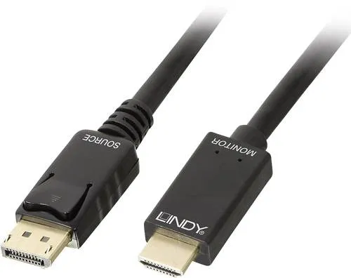 LINDY DisplayPort / HDMI Adapterkabel DisplayPort Stecker, HDMI-A Stecker 2.00m Schwarz 36922 DisplayPort-Kabel