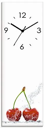 ARTLAND Lautlose Wanduhr aus Glas mit Obst-Motiv in rot von ARTland
