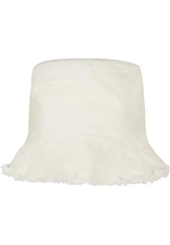 Flexfit Unisex Open Edge Bucket Hat, Offwhite, one Size - Fischerhut für Damen, einfarbig mit ausgefranster Kante aus Baumwolle, perfekt für sonnige Tage und Outdoor-Aktivitäten. Entdecken Sie mehr im Flexfit-Store!