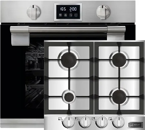 Kaiser Küchengeräte Backofen-Set EH 6337 + KG 6357 mit Teleskopauszug - Exklusives Einbau-Set mit 11 Funktionen: Pyrolyse-Backofen und 60 cm Gaskochfeld. Luxuriöses Design und einfache Reinigung für Ihre moderne Küche.