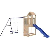 vidaXL Spielturm Massivholz Kiefer - Kreativer Spielplatz für Kinder - Spielplatz aus massivem Kiefernholz mit Kletterwand, Rutsche und Sandkasten. Ideal für fantasievolle Abenteuer im eigenen Garten. Sicherheit und Spaß für Kinder von 3-8 Jahren!