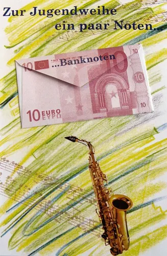 Jugendweihe - Geldkarte - Glückwunschkarte im Format 11,5 x 17 cm mit Briefumsch