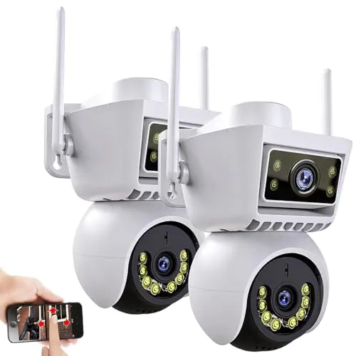 7links Dual-Kamera: 2er-Set Dual-Linsen-WLAN-Pan-Tilt-IP-Kameras, Full HD, Farb-Nachtsicht (Linsen-WLAN, Elesion, Überwachungssystem Funk)
