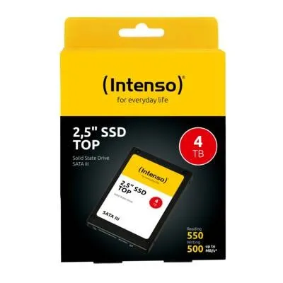 Intenso interne SSD 4TB SATA 3 TOP - Festplatte mit 4TB Kapazität, ideal für schnelle Datenübertragungen und hohe Speicherkapazität. Perfekt für Gamer und kreative Profis!