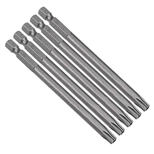 sourcing map 5 Stück T30 Torx Bit Set, 100mm Länge Magnetisch Bitsatz mit 1/4 Zoll Hex Sechskant S2 Stahl für Sicherheit Schraubendreher Akkuschrauber Schrauben Werkzeug