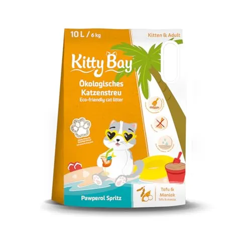 Kitty Bay – Pawperol Spritz – ÖKO Katzenstreu klumpend und staubfrei, Tofu und Maniok, 10 Liter