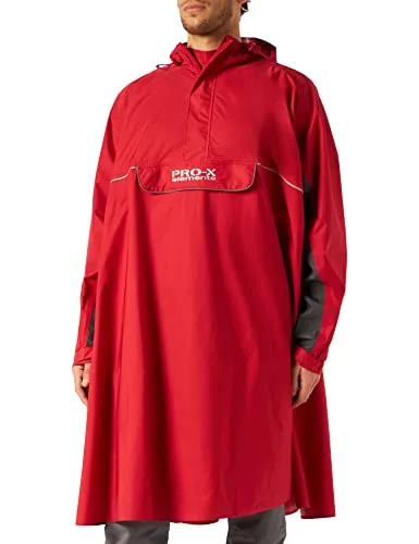 PRO-X elements Poncho Bern, Marine/Rot, M/L - Hochfunktioneller Radponcho mit Ärmeln für optimale Bewegungsfreiheit. Wasserdicht und atmungsaktiv, ideal für aktive Radfahrer. Praktische Taschen und Befestigungsbänder sorgen für zusätzlichen Komfort.