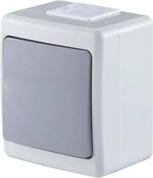 Aufputz Lichtschalter Schalter IP44 Farbe Grau 10A 230V serie BETA