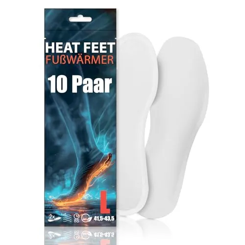Paar HEAT FEET Wärmesohlen, Heizsohlen, Einlage Fußwärmer, wärmende Sohlen, warme Einlegesohlen, Wintersportarten Outdoorsport Weihnachtsmarkt, bei kalten Füßen für Schuhgröße 41,5-43,5 8h Wärme 10