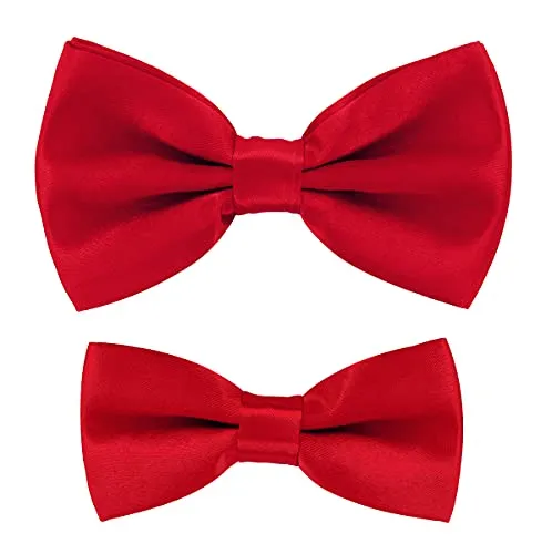 axy Vater-Sohn Partnerlook Fliege Schleife, bereits gebunden, Konfirmation verstellbar in verschiedenen Farben FLIP1 (Rot)