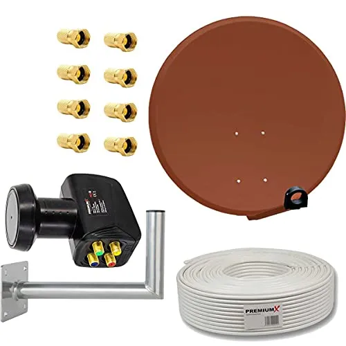 Premium X Satelliten-Komplettanlage 80cm - SAT-Antennen mit 80cm Satellitenschüssel, ideal für FullHD, UHD 4K, Sky, 3D. Einfache Montage und optimale Empfangsqualität für bis zu 4 Teilnehmer.