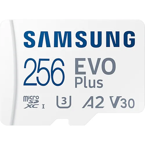 Samsung EVO Plus Micro SD Karte 256GB - Speicherkarten mit 256GB Kapazität und 130MB/s Geschwindigkeit, ideal für schnelle Datenübertragungen und vielseitige Nutzung in Smartphones und Kameras.