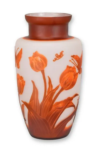Aubaho Dekoobjekt Vase Glas Galle-Style „Tulpe“ - Einzigartige Retro-Design-Vase im Galle-Style, perfekt für stilvolle Dekoration. Ideal, um jedem Raum einen besonderen Akzent zu verleihen.