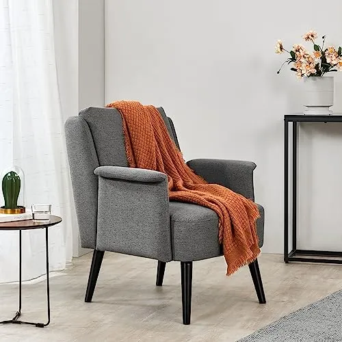 [en.casa] Polstersessel Edling - Eleganter Ohrensessel für Wohnzimmer - Ohren- & Armlehnensessel mit stilvollem Design und bequemer Schaumstoffpolsterung, ideal für entspannte Lesestunden. Robuste Holzbeine sorgen für Stabilität.