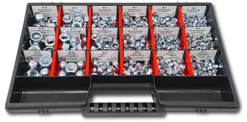 Produktbild Muttern Sortiment M4-M5-M6-M8-M10-M12 554 tlg. Schraubenbox