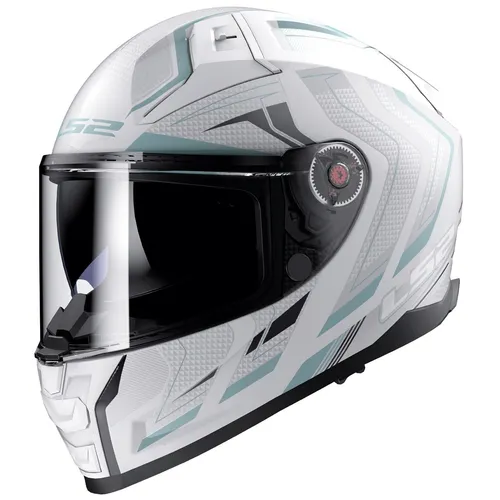 LS2 VECTOR II ALIZER Motorradhelm - Matt White Silver, M - Integraler Motorradhelm mit HPFC-Glasfaserschale für optimale Schlagfestigkeit und geringes Gewicht. Ausgestattet mit Anti-Kratz-Bildschirm und effektiver Belüftung, ideal für Sicherheit und Komfort auf der Straße.