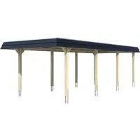 SKAN HOLZ Wendland Einzelcarport mit schwarzer Blende - Flachdach Carport aus Holz mit Pfostenanker, idealer Schutz für Ihr Fahrzeug und robustes Design für Gartenhäuser und Carports.