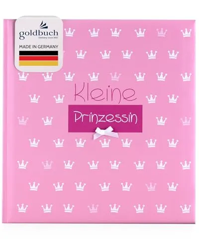 goldbuch 15087 Babyalbum Kleine Prinzessin, 30 x 31 cm, Baby Fotoalbum mit 58 weißen Blankoseiten & 4 illustrierten Seiten und Pergamin-Trennblättern, Kunstdruck mit Relieflack & Accessoires, Rosa