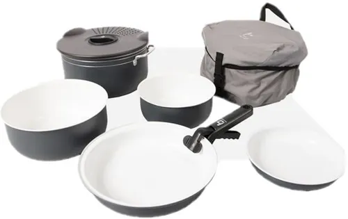 Bo-Camp Keramik Kochset 7-teilig - Hochwertiges Aluminium Kochgeschirr mit Antihaftbeschichtung, kompakt und gesundheitsverträglich für Camping und Outdoor