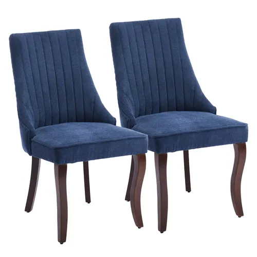 Esszimmerstuhl Chenille 2er-Set mit verstellbaren Fußpads in blau von EUAKT GmbH