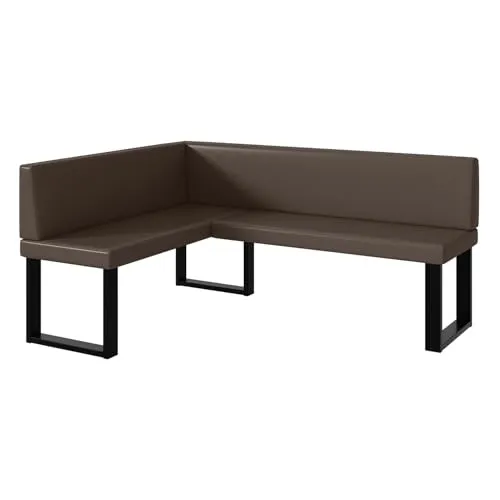 MEBLINI Eckbank für Esszimmer - Küchenbank - Essecke - Sitzecke Küche - ERIC - U-Beine 128x168x87cm Links - Braun Kunstleder