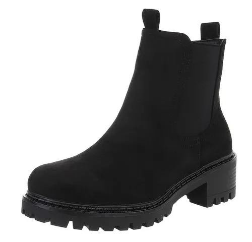 Ital-Design Damen Stiefeletten in Schwarz, Gr. 38 - Stylische Damen Stiefeletten aus hochwertiger Textiloptik, ideal für Frühling und Herbst. Mit bequemem Blockabsatz und praktischem Reißverschluss für müheloses An- und Ausziehen.