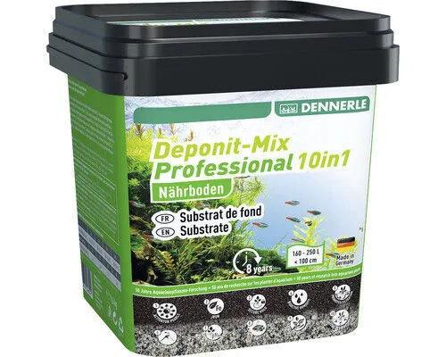 Dennerle Deponit-Mix Professional 10in1 - 9,6 kg Multi-Mineral Nährboden für Aquarien, ideal für kräftige Wurzelbildung und gesunde Pflanzen